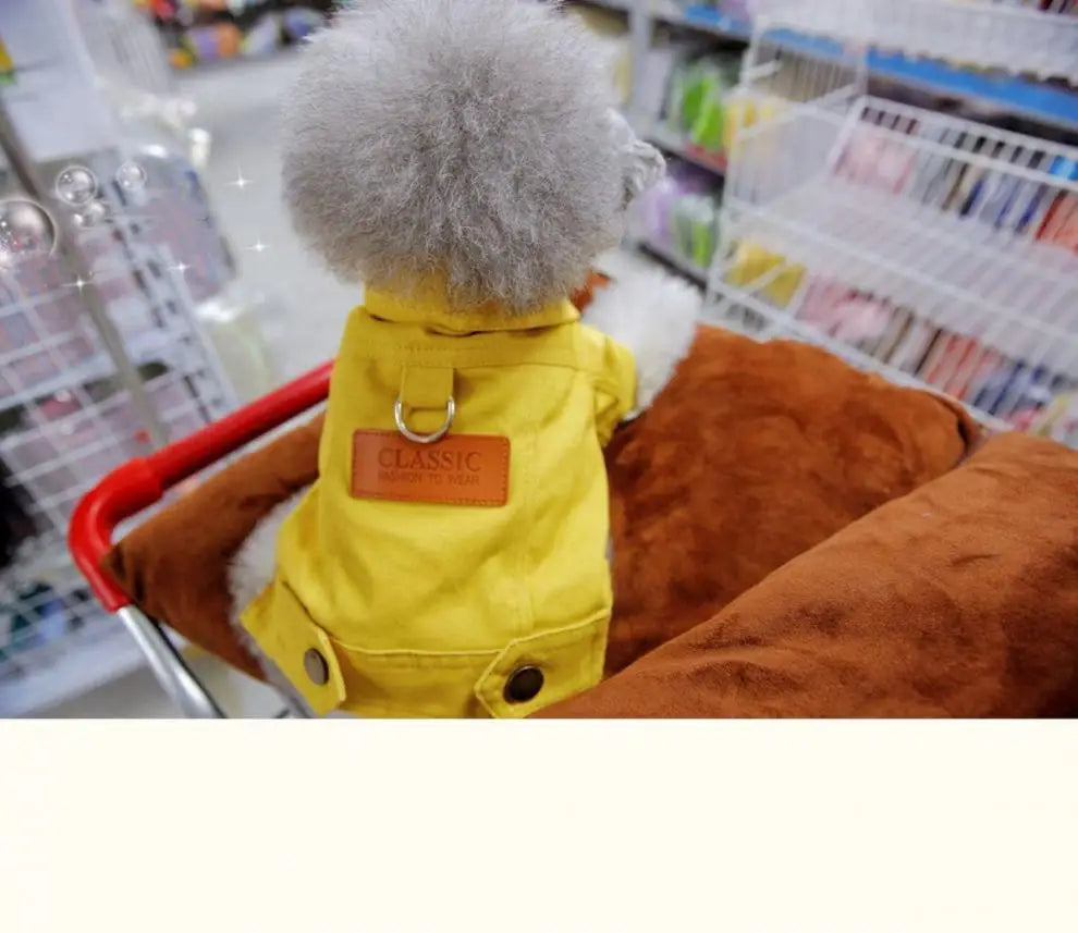 Spring Dog Suit Outfits Denim Coat Clothes with D Leash Ring for Small Medium Dogs Puppies Pet Color Jean small Dog Costume