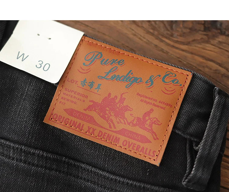 5028# 2024 Lente en herfst Nieuwe Amerikaanse retro elastische zwarte denim jeans Heren eenvoudige gewassen slanke rechte jeugd casual broek