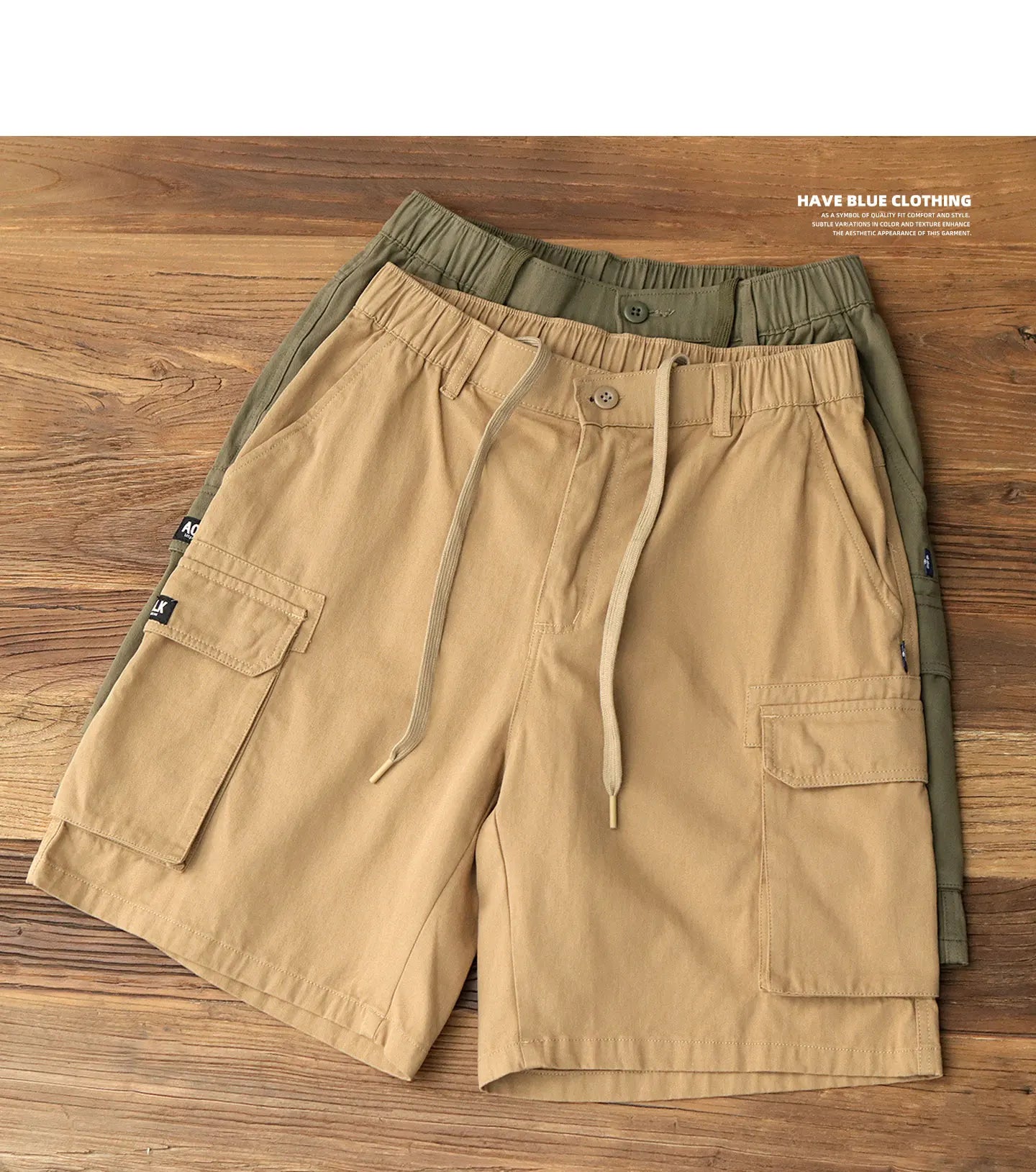 2025 Sommer Neue Amerikanische Retro Woven Cargo Shorts männer 100% Baumwolle Elastische Taille Kordelzug Casual Lose Gerade 5-punkt Hosen
