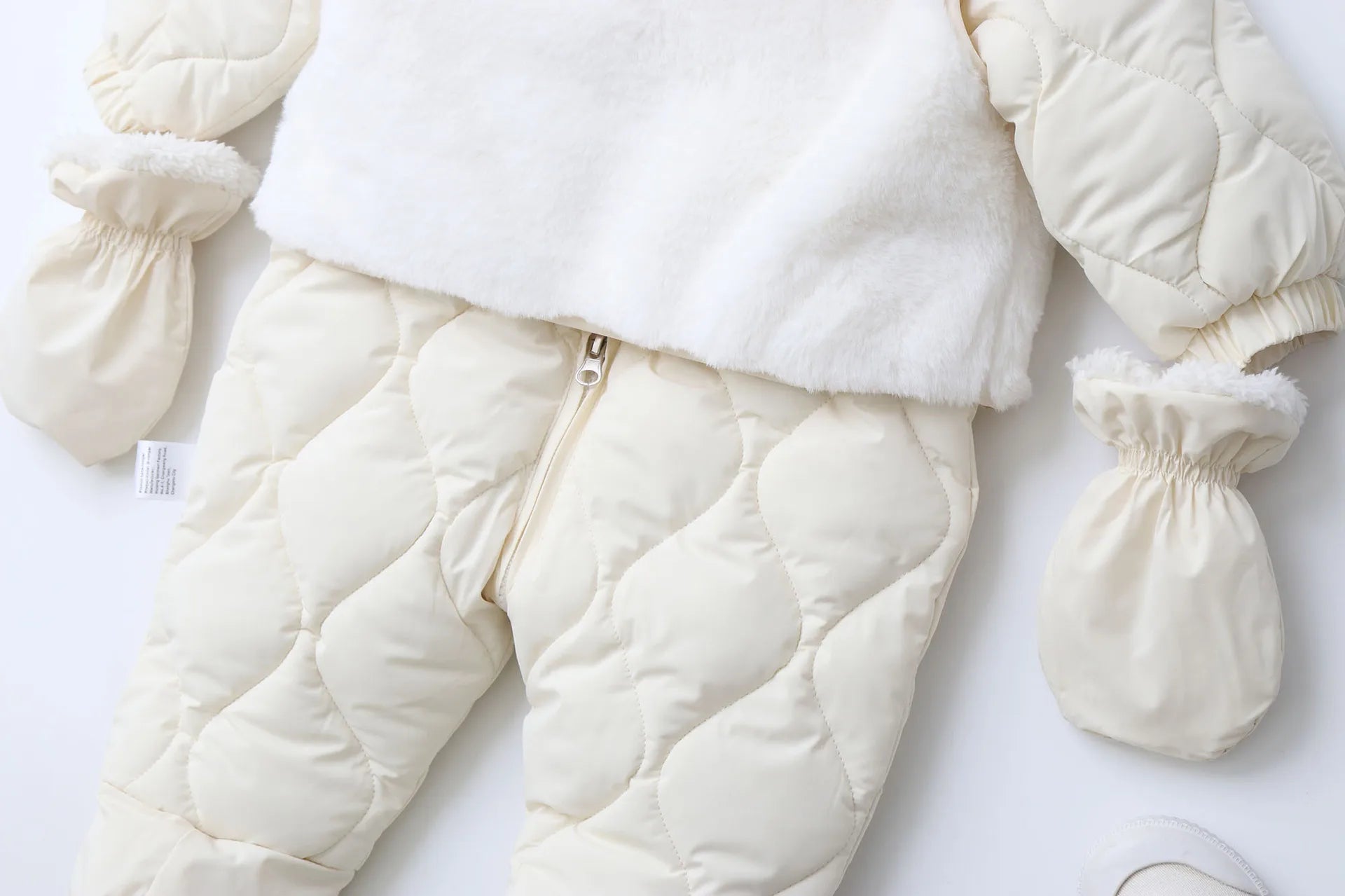 Baby's 2Pcs Winter Warm Clothes Thicken Fleece Rompers Jumpsuits Fur Lining Footie and Vest Snowsuit For Toddlers 0-2Y