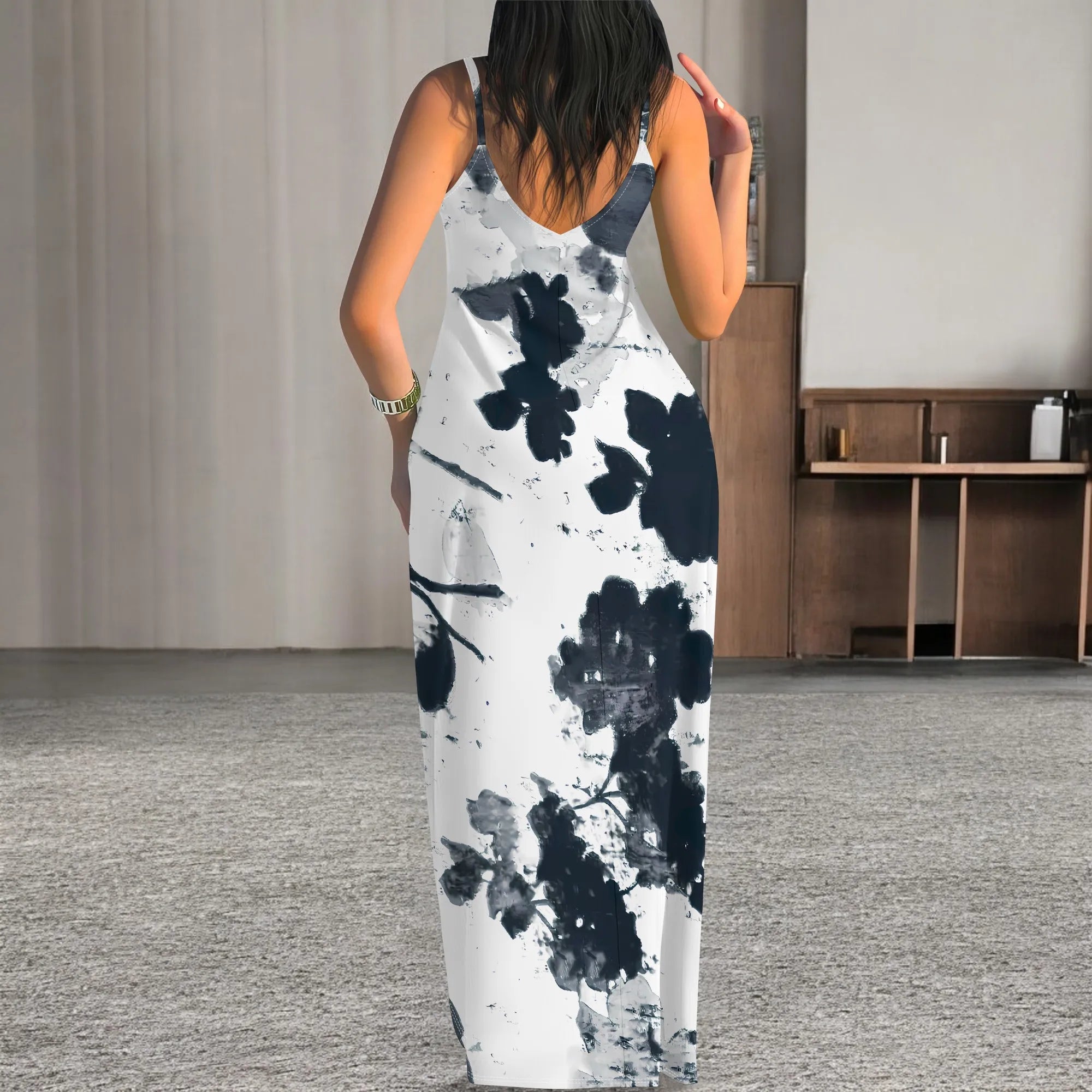 Color Splash Art Maxi Dress Plus Size Sleeveless Summer Vacation Party Dress