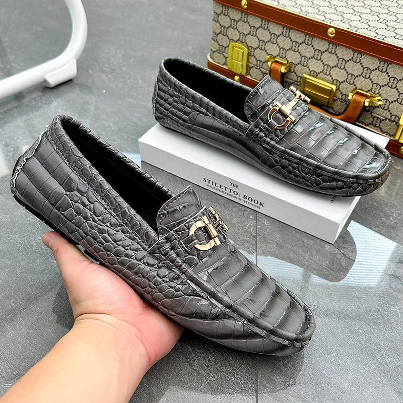 Fashion Men Large Size 46 47 48 Casual Loafers Gray Mens Moccasins Shoes Light Weight Wedding Formal Dress Shoes for Men