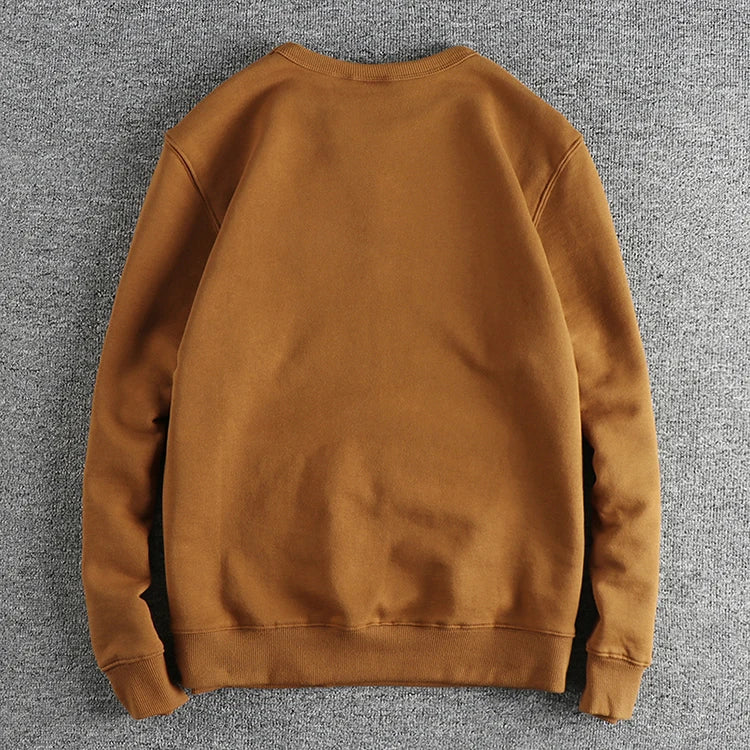 Winter American Retro 420g Thick Velvet Indian Elemet Printed Sweatshirts Men's Simple Washed Youth Casual Pullover Sportwear