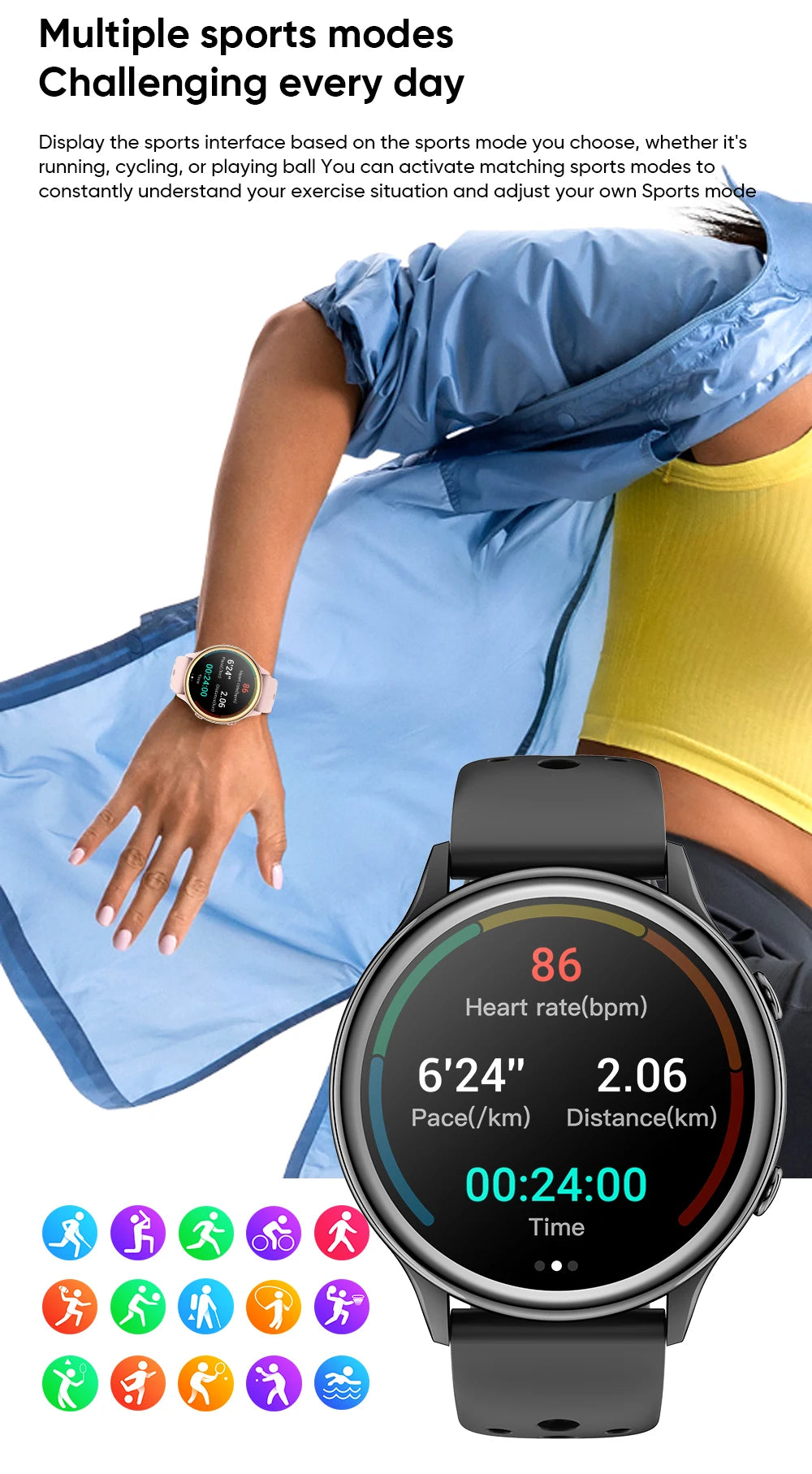 2025 Mini Smart Watch Dames 1,27-inch 360*360 AMOLED HD-scherm IP68 Waterdicht Hartslag Bloedzuurstof Smartwatch - Compatibel met HUAWEI IOS