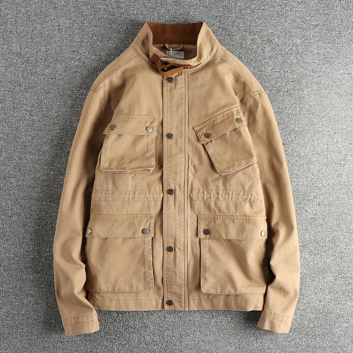 2025 Herfst en Winter Nieuwe Amerikaanse Retro Geweven M65 Cargo Jas Heren 100% Katoen Gewassen Losse Stoere Guy Outdoor Jachtjas