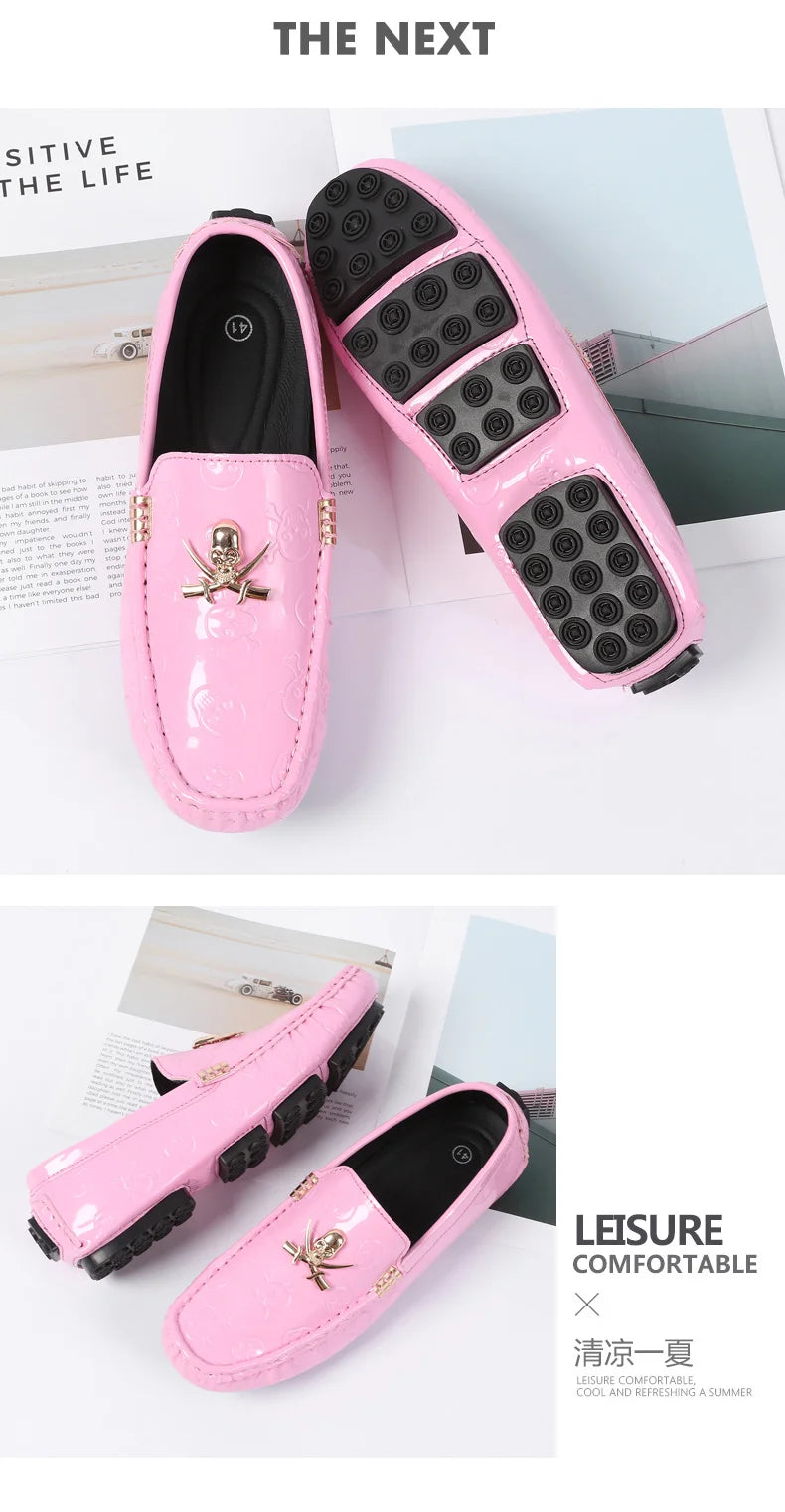 Stylish Mens Big Size 38-48 Dress Formal Wedding Shoes Pink Male Popular Groom Walking Loafers Designer Gentleman Casual Shoes