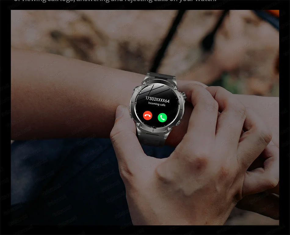 2025 New Rugged Military GPS Smart Watch Built-In GPS Tracker Compass Sports Fitness Tracking Smartwatch - Compatible with HUAWEI & Xiaomi IOS