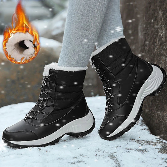 Women's Boots Snow Solid Shoes Woman Platform Women Shoes 2025 Trend Mid Women's High Boots Plush Women Boots Botas Mujer