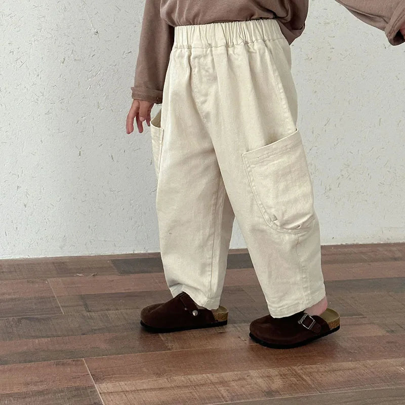 Spring Baby Children's Pants Loose Solid Colour Boys Pants Casual Girls Trousers Kid's Outdoor Pants 1-8Y Unisex