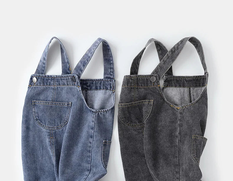 Kids Trousers Solid Brief Girls Denim Overall Boys Jumpsuits 1-6Y Unisex