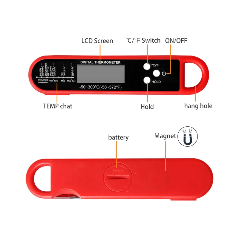Digital Meat Thermometer for Cooking Kitchen Thermometer with Hold Fast Instant Read Food Thermometer,Candy Making,Outside Grill