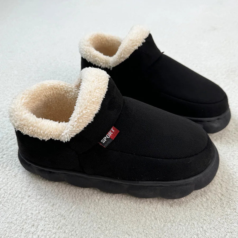 Men's Warm Fluffy Cotton Shoes Outdoor and Indoor Anti-Skid Fur Plush Male Winter Shoes With Soft Sole Fuzzy House Slippers