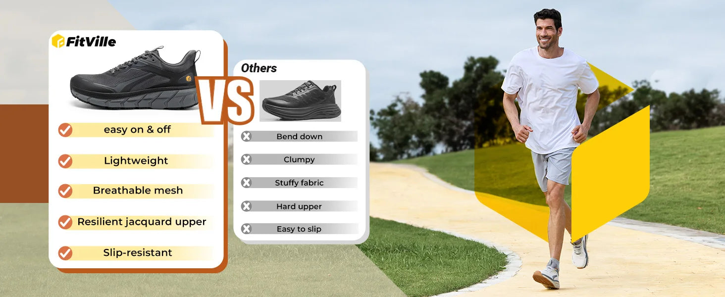 Men's Wide Well-Cushioned And Non-Slip Toe Box Sneakers - Lightweight & Breathable Running Shoes For Swollen feet