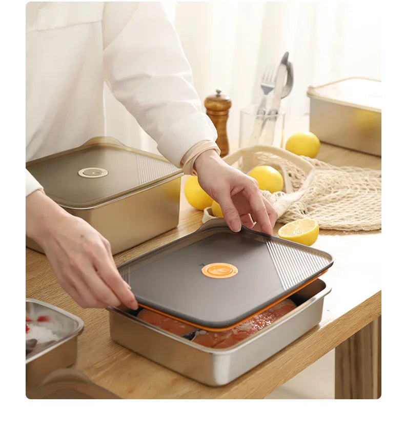 304 SS Airtight Leakproof Containers, BPA-Free - Fridge/Freezer/Microwave Safe, Stackable - Home/Kitchen Lunch Box Fruits/Meals