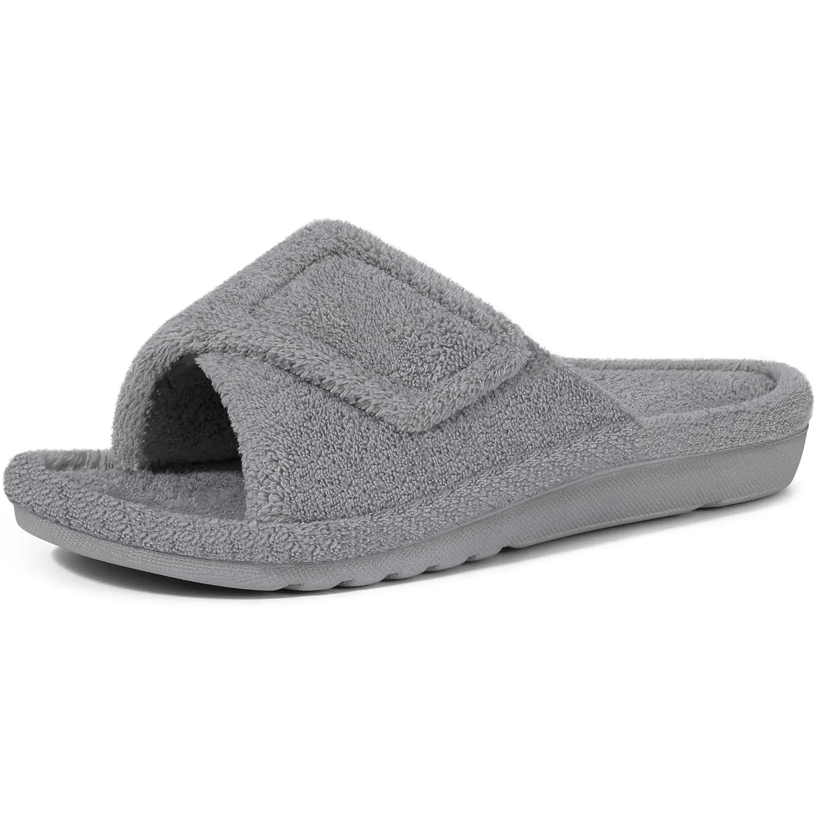 Women's Fuzzy House Slippers Orthopaedic Plush Slide With Arch Support and Open Toe Non-Slip Furry Bedroom Slide Suitable As House Shoes