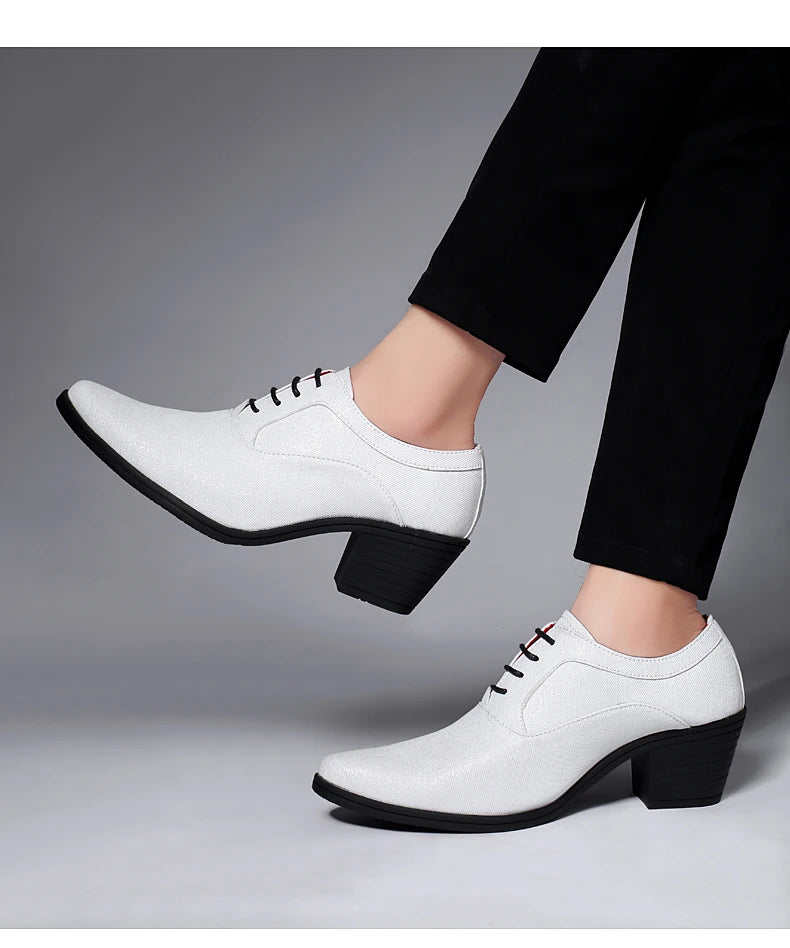 European Style Men Retro Height Heel Formal Dress Oxfords Shoes Purple Gold Male Wedding Party Evening Dressing Shoes