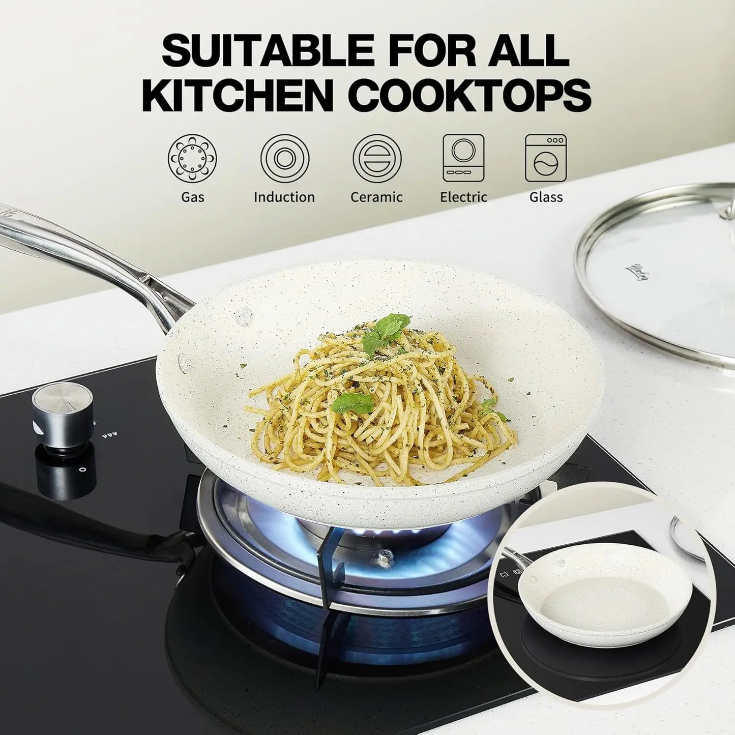 Frying Pan Wok Pan Non-Stick Pancake Pan 20cm with cover Household Induction Gas Stove Universal Pan Cooking Steak Pan
