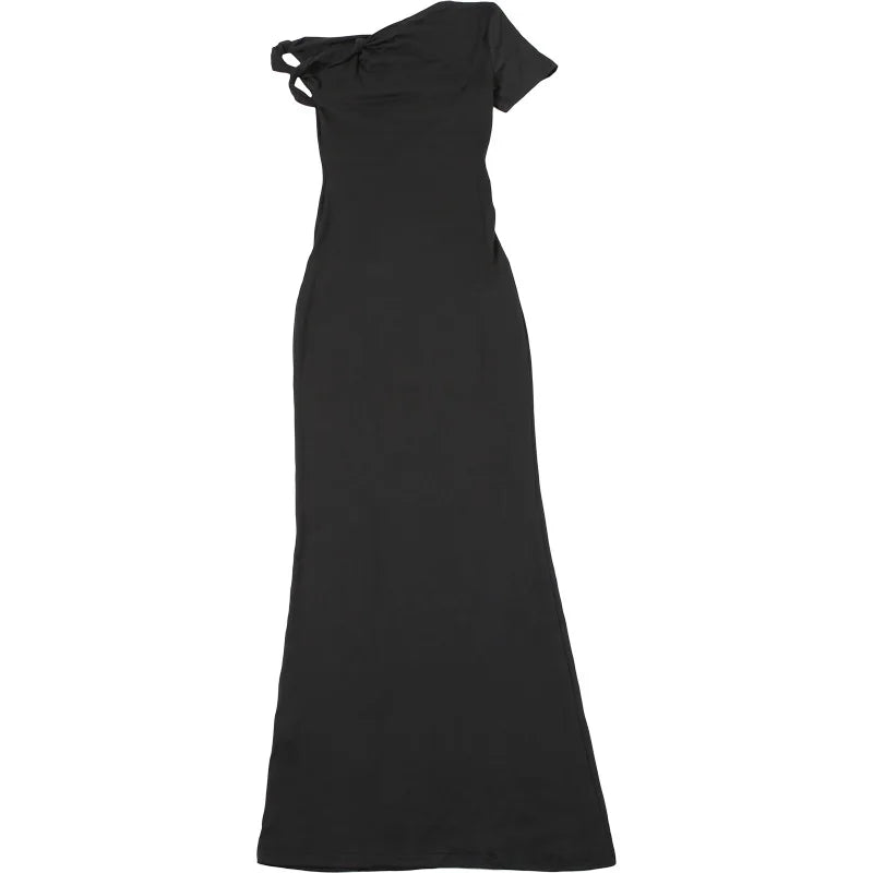 Smooth Bandage Dress Woman Summer Sexy Irregular Solid Sheath Chic Stretch Body-Shape Birthday Party Elegant Bodycon