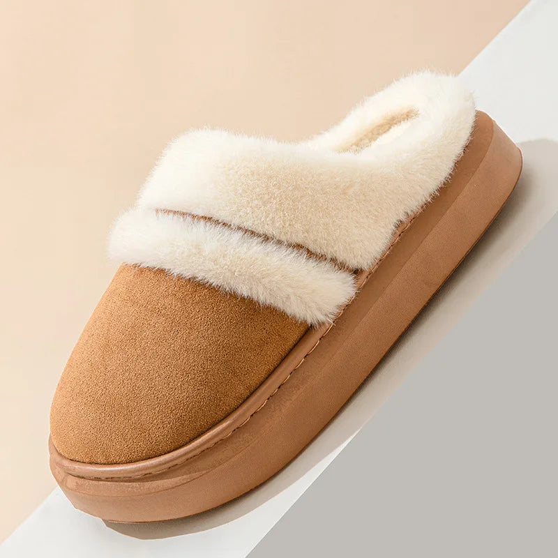 Women's Casual Winter Warm Flat Slippers With Soft Fluffy Cosy Cotton Thick Bottom and Non-Slip Sole Suitable For Home and Outdoor Use Ladies Shoes