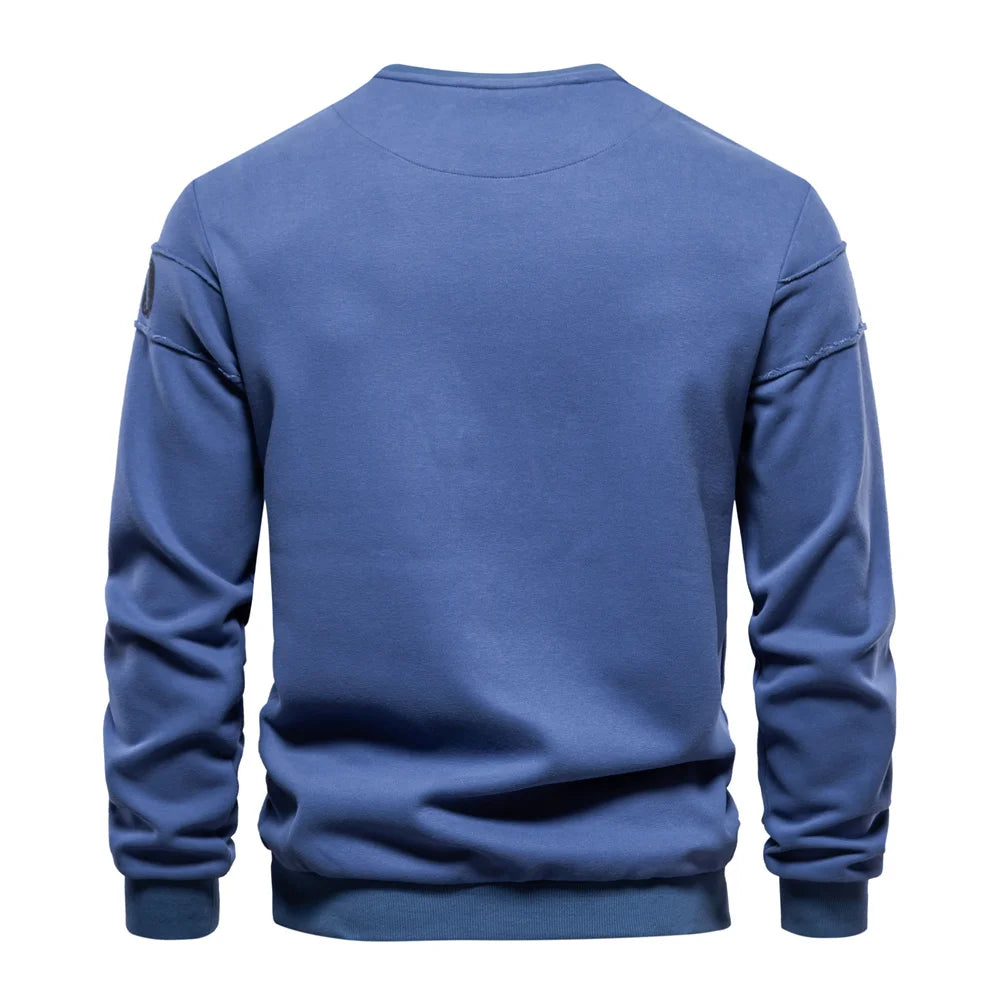 Men's Crew Neck Patchwork Printed Alphabet Sweatshirts Youth O-neck Sportswear Tops