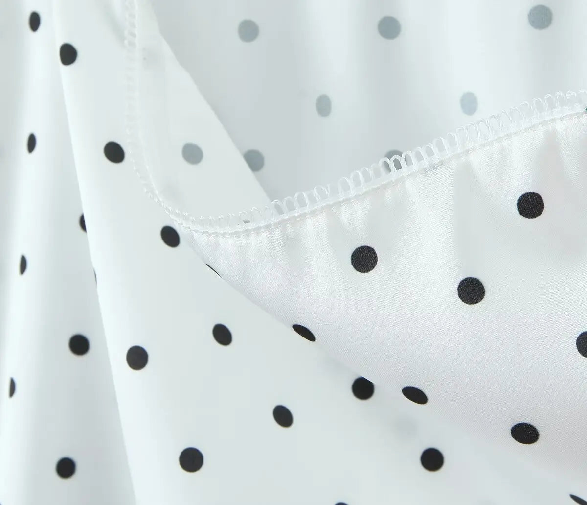 2025 Women Vintage Black White Polka Dot A-line Knee Length Skirt Sexy Low Waist Holiday Summer Skirts