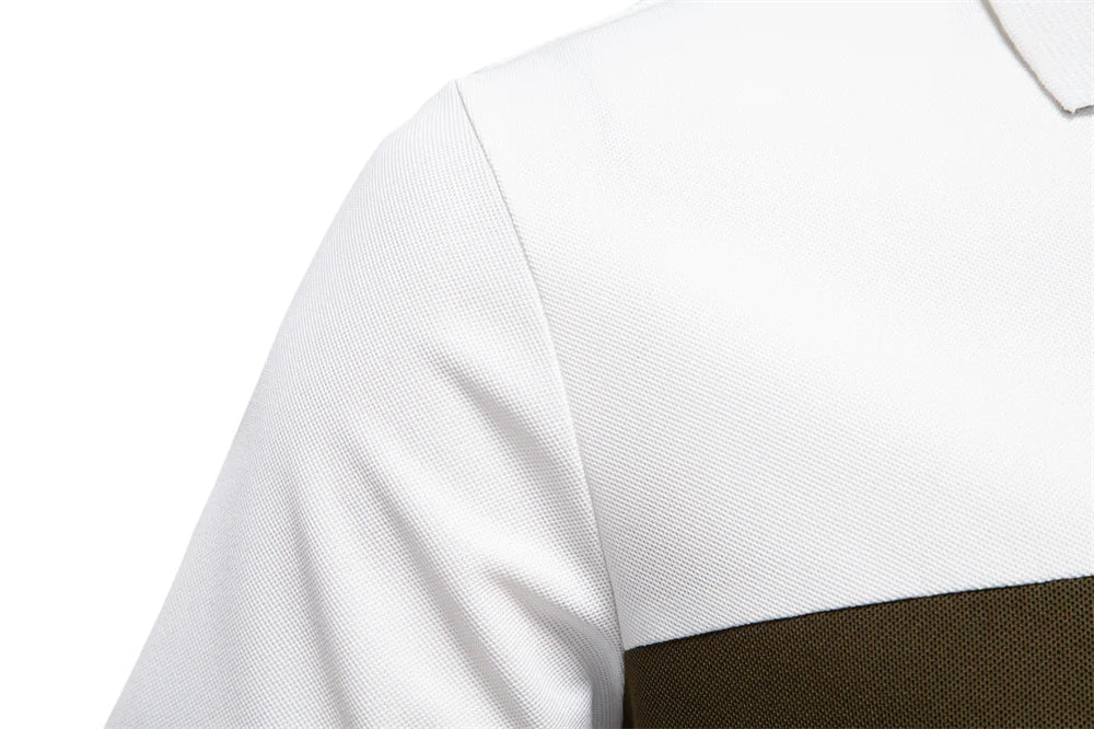 Men's Summer V-Neck Striped Polo Shirt Breathable Slim Fit Polo Shirts for Men Lightweight Casual Athletic Polo