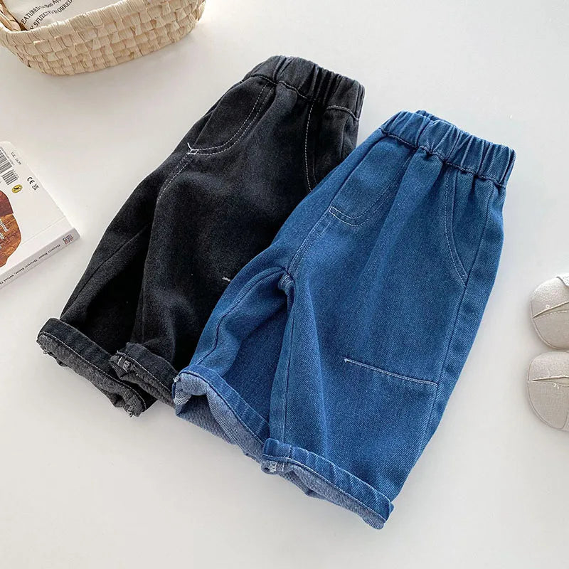 New Autumn Kids Jeans Children Girls Solid Colour Denim Blue Pants Baby Boys Cute Casual Trousers 9M-5T Unisex