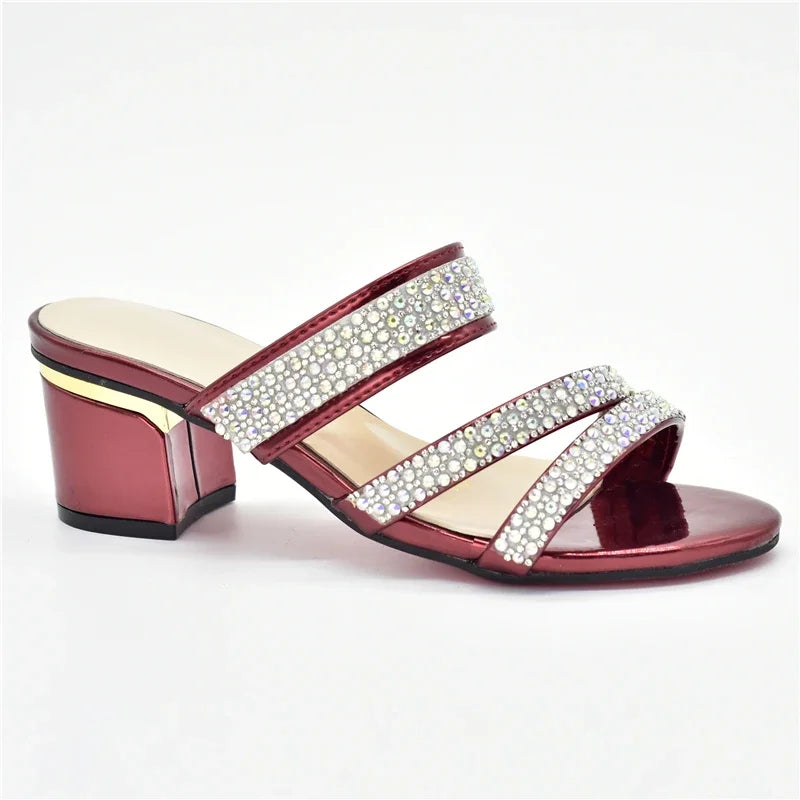 Italian Style Summer Slippers Sweet Style for Royal Wedding Party Sling Backs Sandals Rhinestone Women Wedding Shoes