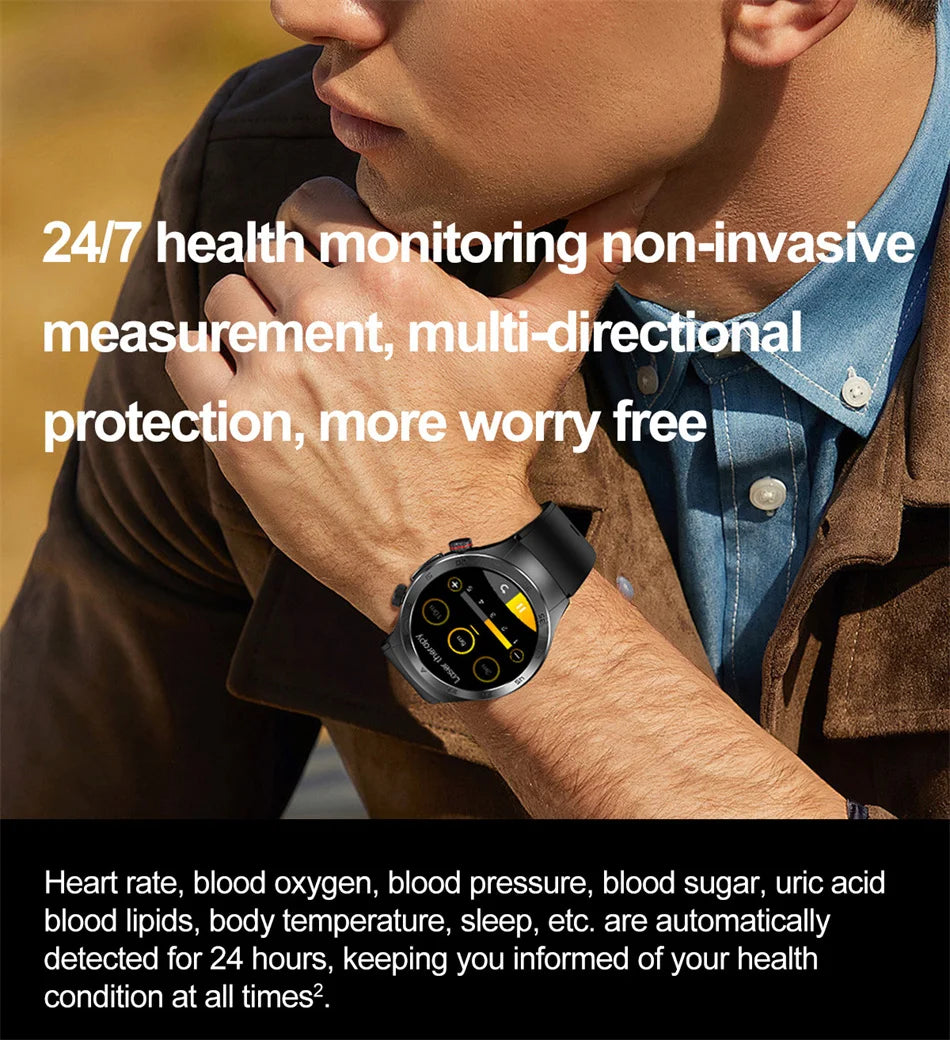 2025 New Smart Watch ECG+PPG Laser Treatment Blood Lipid Heart Rate Blood Pressure Health Sport Smartwatch For Men - Compatible with Huawei & Xiaomi IOS