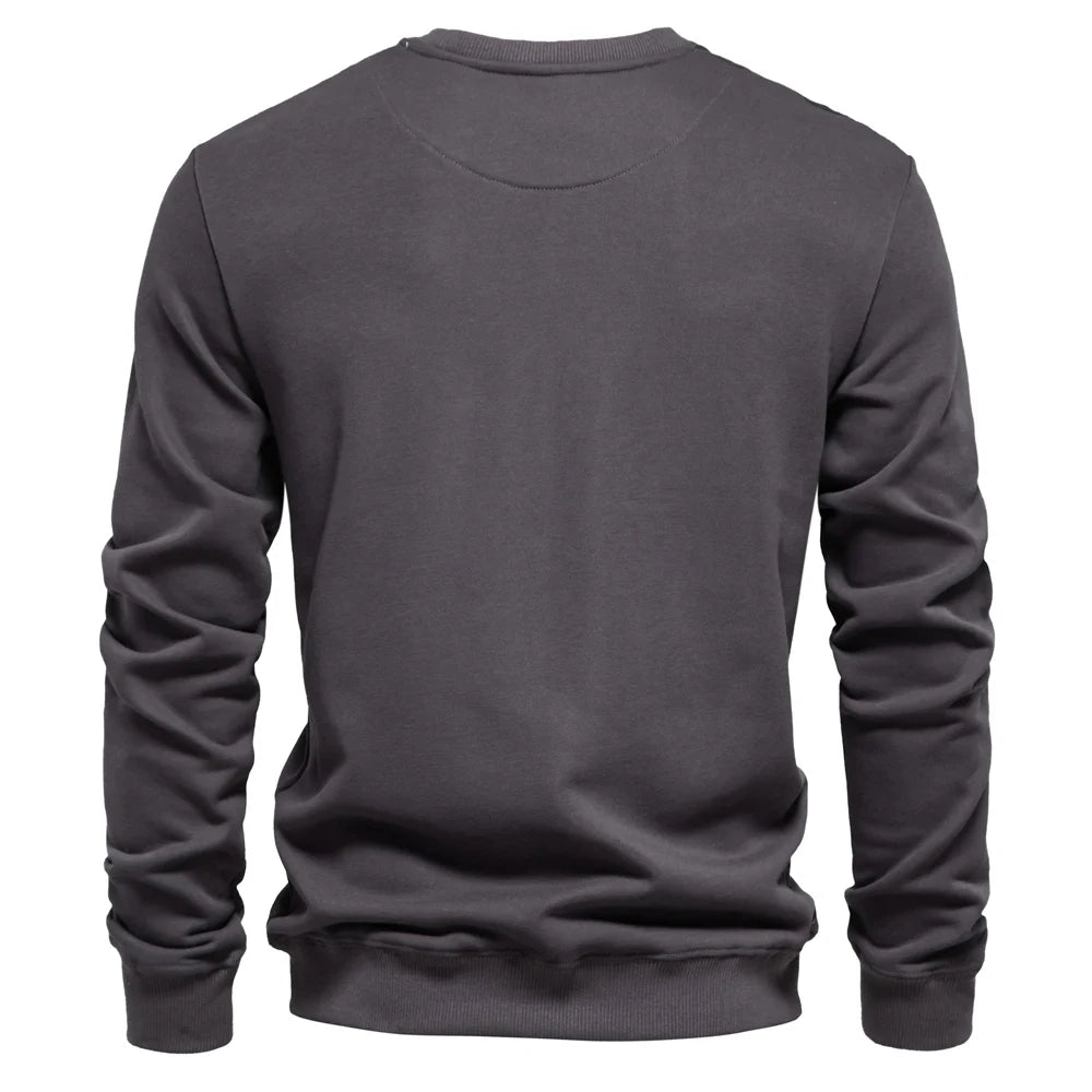 Men's Cotton-Blend Crew Neck Solid Colour Sweatshirts Pullover Casual Sport Sweatshirt for Men