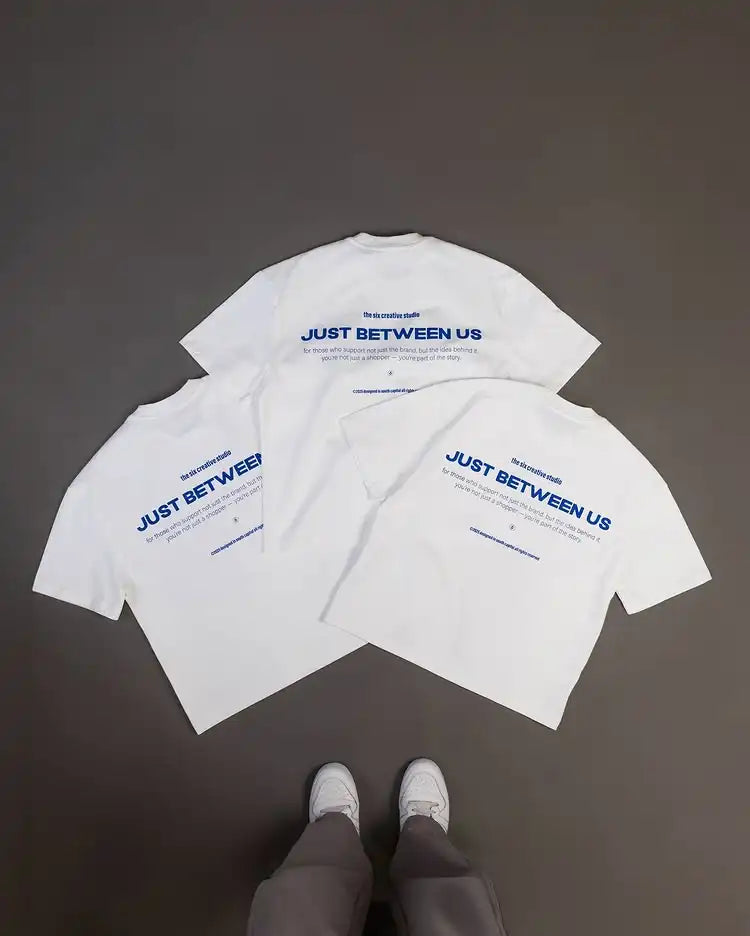 Unisex Just Between Us Letters Print 100% Cotton T-Shirt Men Y2K Summer Short Sleeve Oversize T-shirt Streetwear Tops