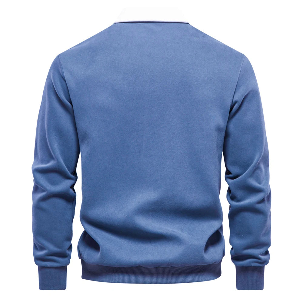 Autumn Fashion Design Polo Neck Sweatshirts For Men Casual and Social Wear Quality Cotton Sweatshirts