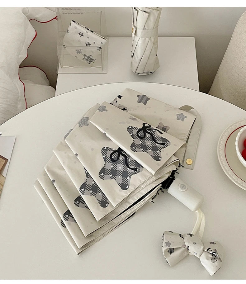 Automatic Fold Umbrella | All-Weather UV Sunshade | Ins Style Black Glue Design