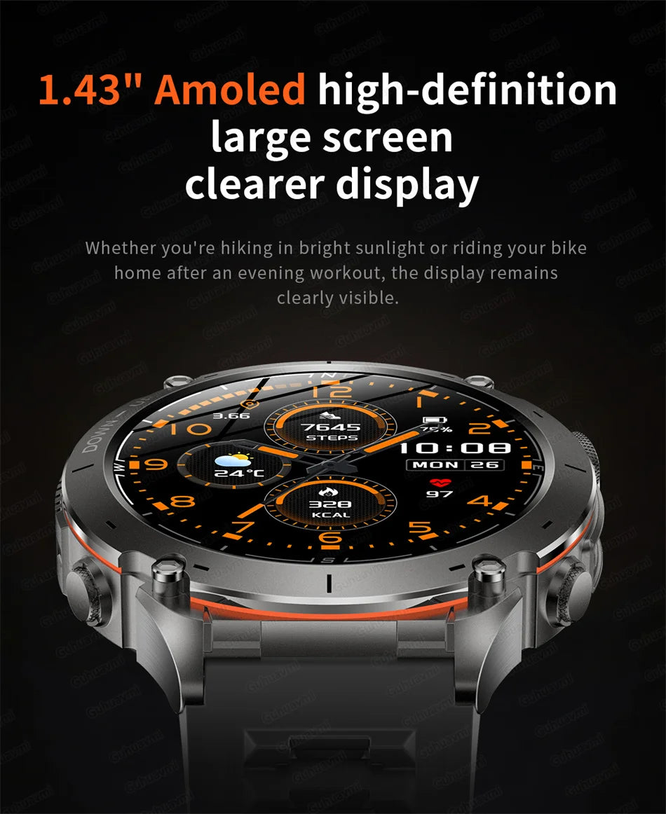 2025 New Rugged Military GPS Smart Watch Built-In GPS Tracker Compass Sports Fitness Tracking Smartwatch - Compatible with HUAWEI & Xiaomi IOS