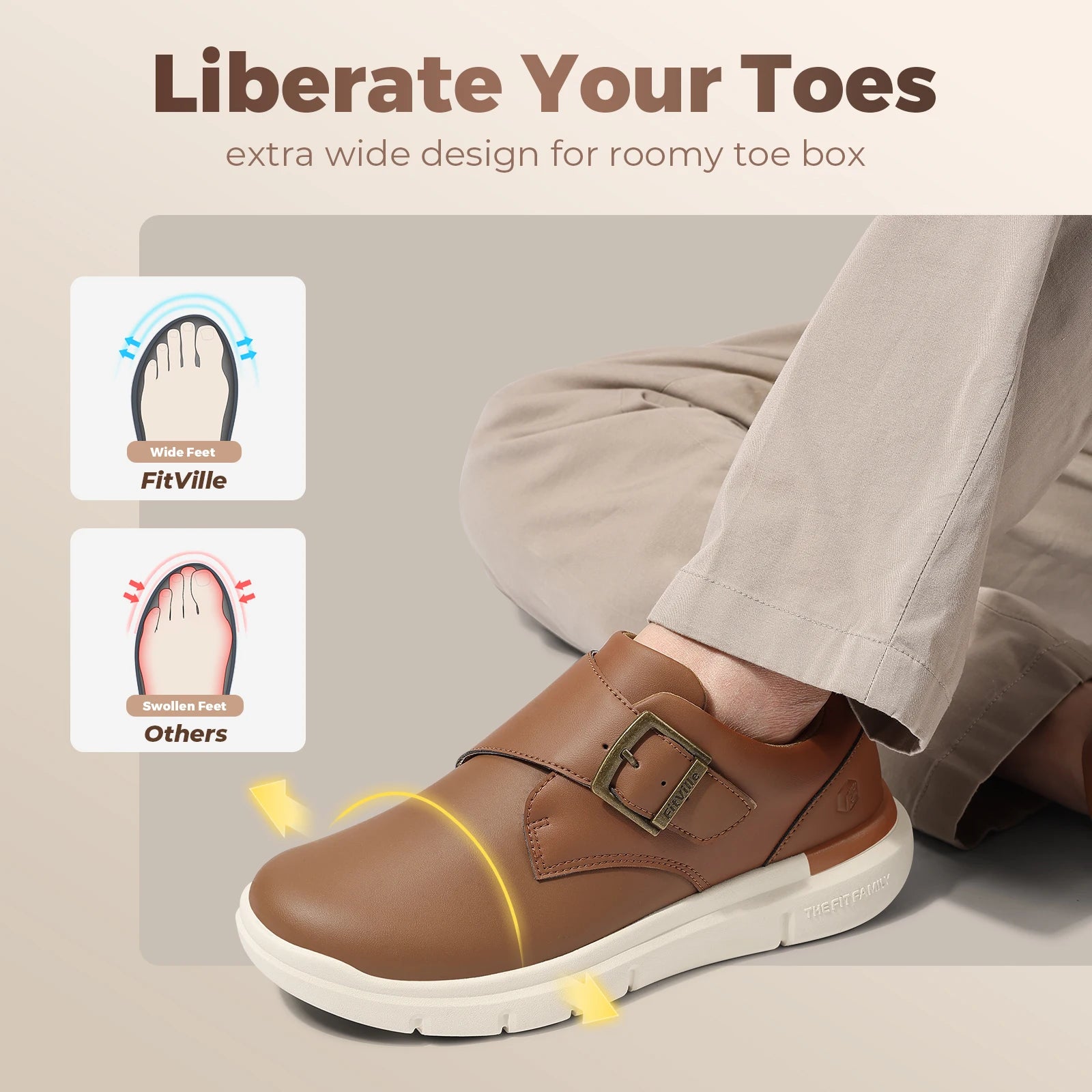 Men's Leather Shoes Wide Shoes for Swollen Feet Men's Diabetic Walking Shoes for Outdoor Business Walking Shoe