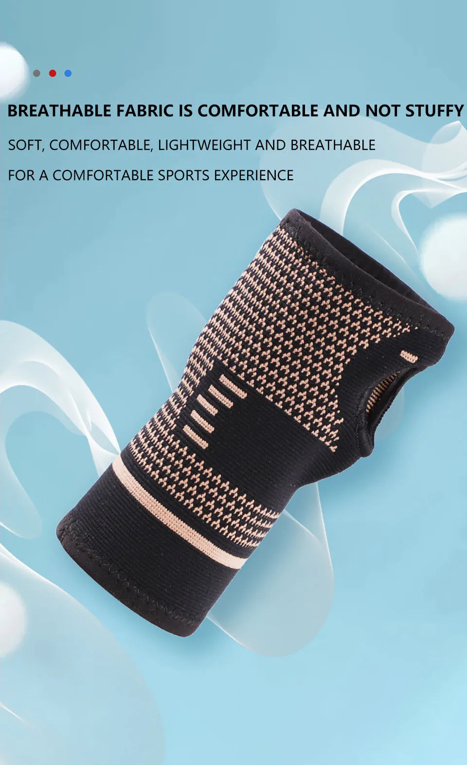 1 stuk kopervezel bracer pols elastische sportbandage polsband hand gym ondersteuning pols brace wrap tennis fitness powerlifting