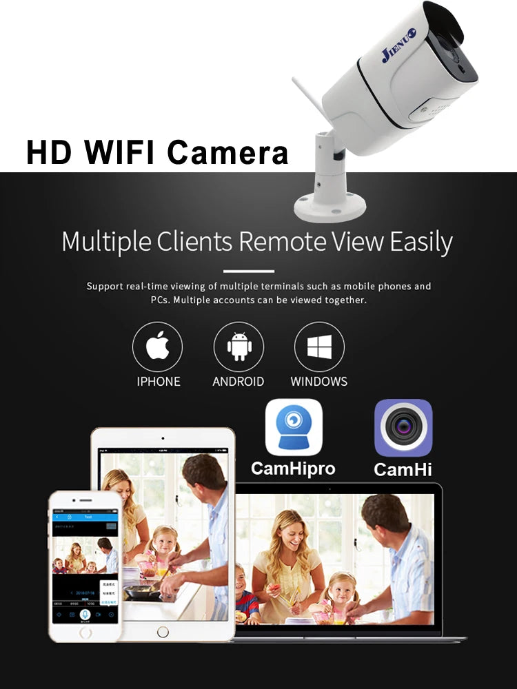JIENUO 5MP Wifi Camera IP Outdoor Waterproof Wireless NightVision Onvif 1080P Audio Security Surveillance HD 2mp Home Cam CamHi