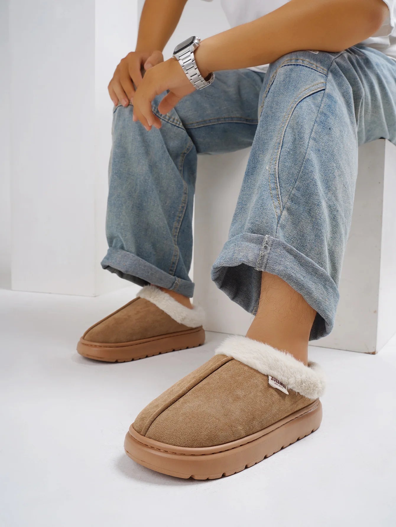 Women's Winter Warm Platform Fluffy High Quality Slippers With Plush Cotton For Indoor and Outdoor Use Fuzzy Slides Ladies' Shoes