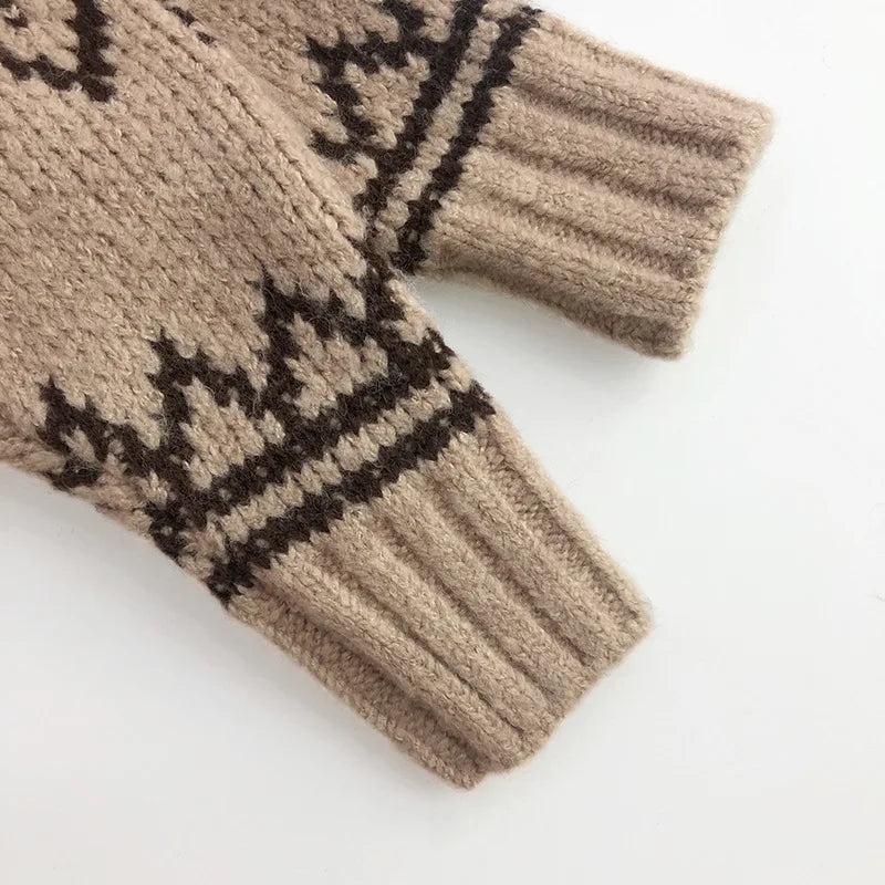 New Autumn Kids Sweater Girls Boys Thicken Stripe Knitted Sweater Children Tops 1-6 Unisex