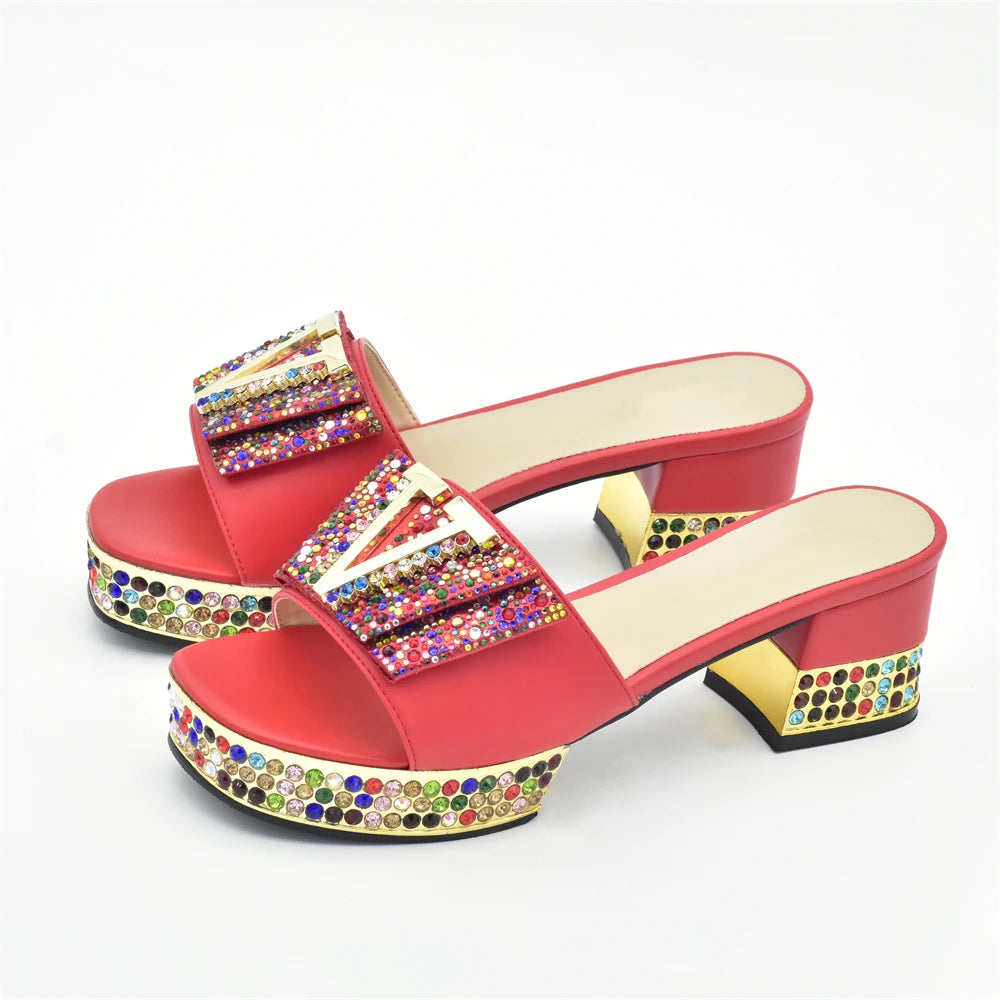 Fashion Ladies Shoe and Bag Set Latest Designers Nigeria Party Shoes and Bags for Women Full Rhinestone Wedding Shoes for Bride