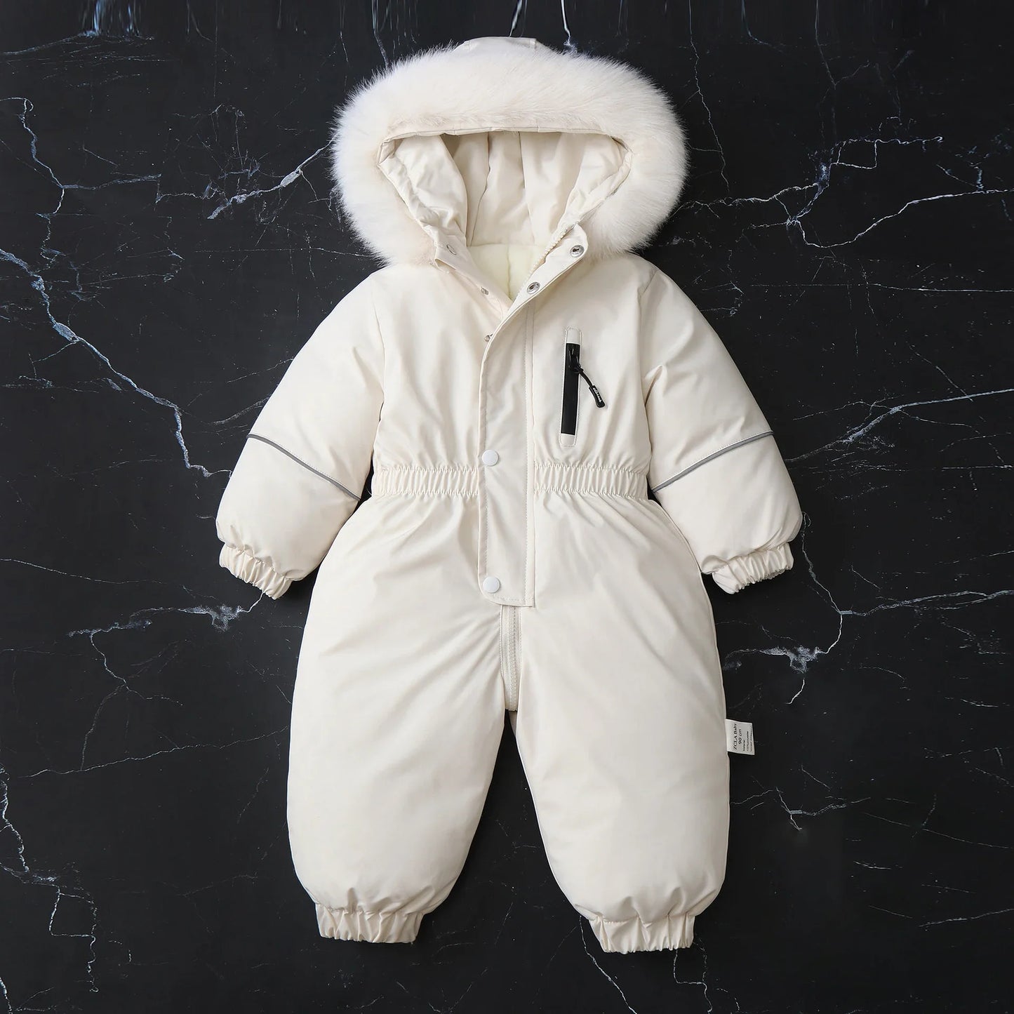 Unisex Children's Winter Warm Ski Suit Polar Fleece Lining Jumpsuit Waterproof Overalls Kid's Hooded Sportswear 1-5Y