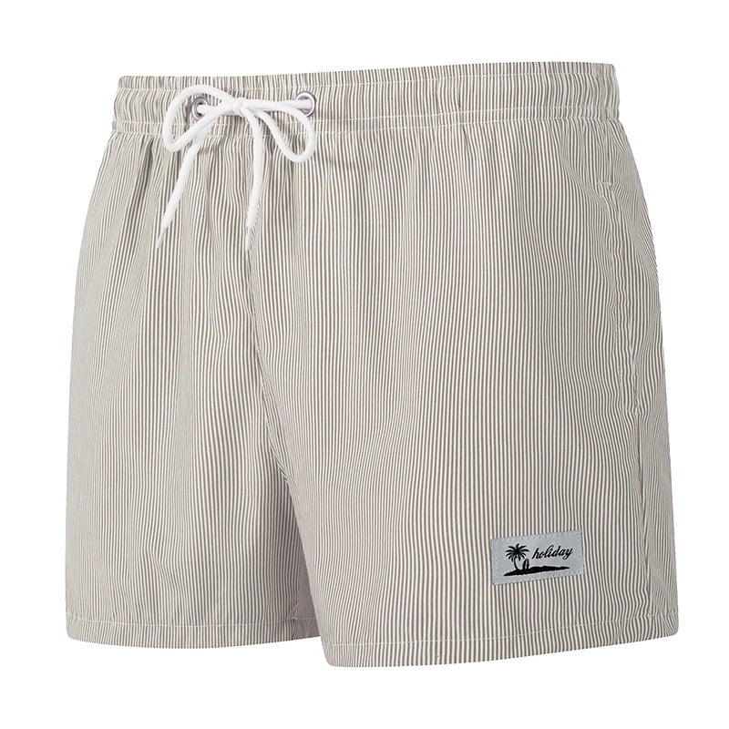 Men’s Quick-Dry Striped Swim Shorts – Beach Board Shorts with Mesh Liner & Pockets for Summer Swimwear