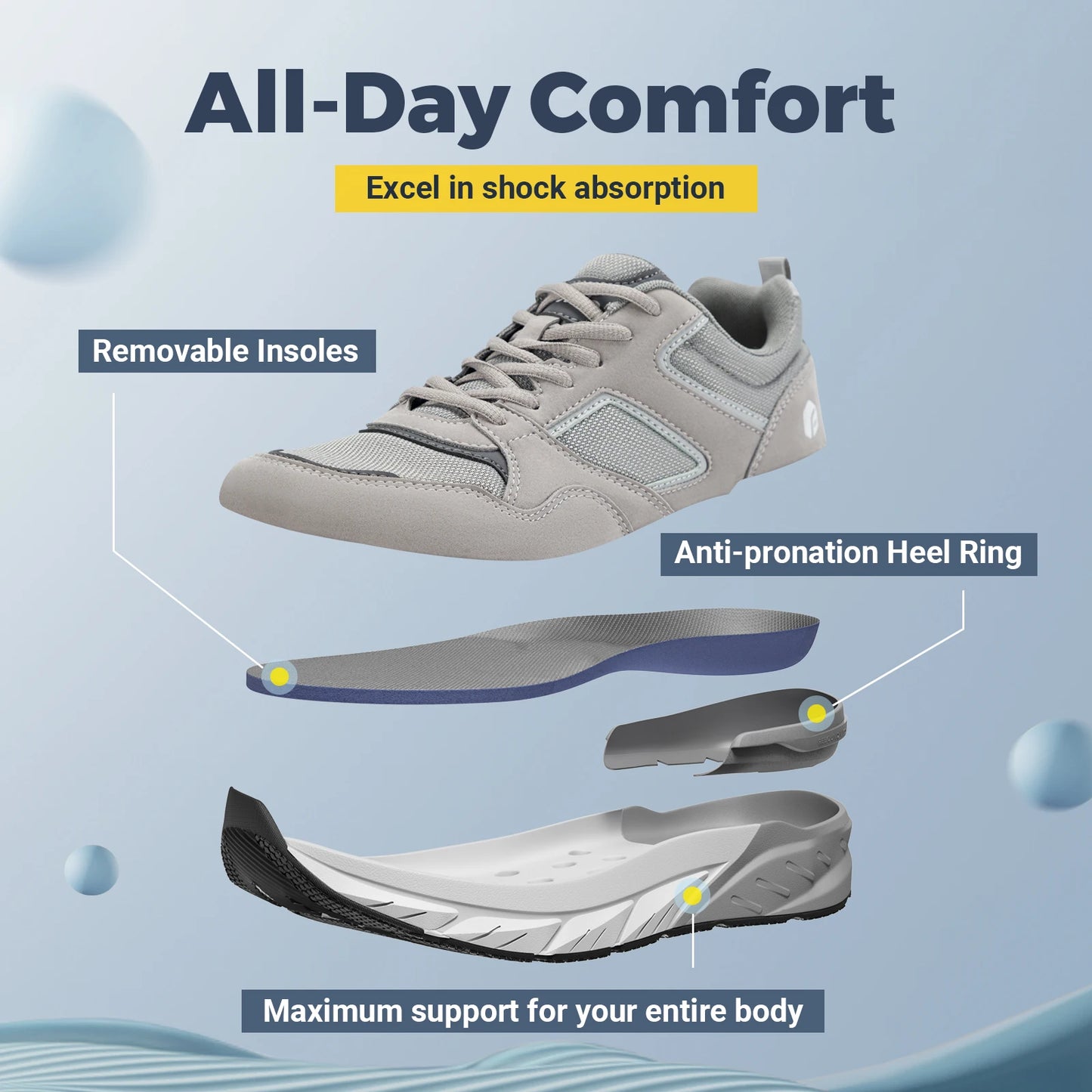 Running Shoes for Men 4E Wide Width Sneakers with Arch Support for Flat Feet Heel Pain Relief Plantar Fasciitis