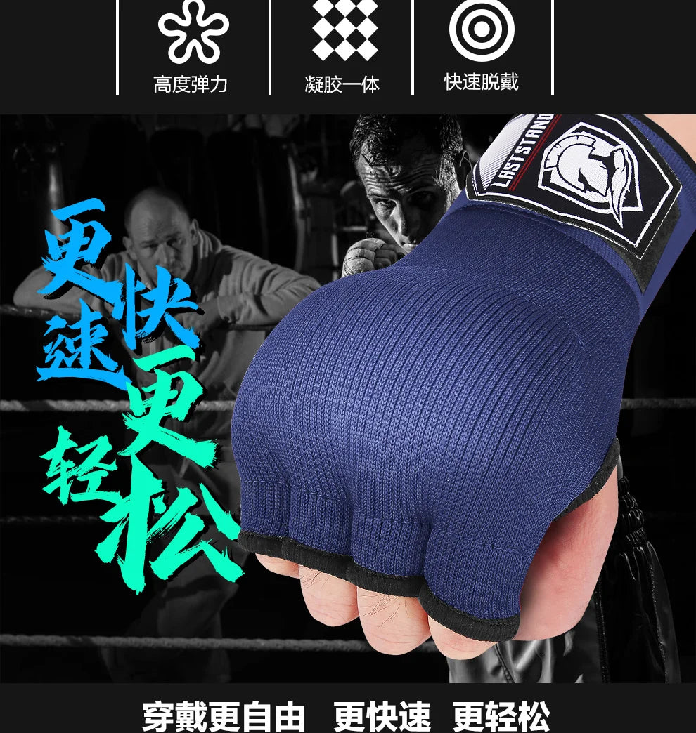 Gel Boxing Hand Wrap Gloves – Adjustable Half Finger MMA & Boxing Wrist Support Gloves with Long Strap Protective Training Gear