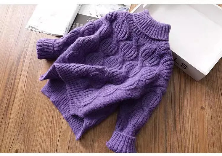 Kids Sweaters Turtleneck Girls Boys Knitwear Children Pullover Warm Kids Base Tops 2-8Y Unisex