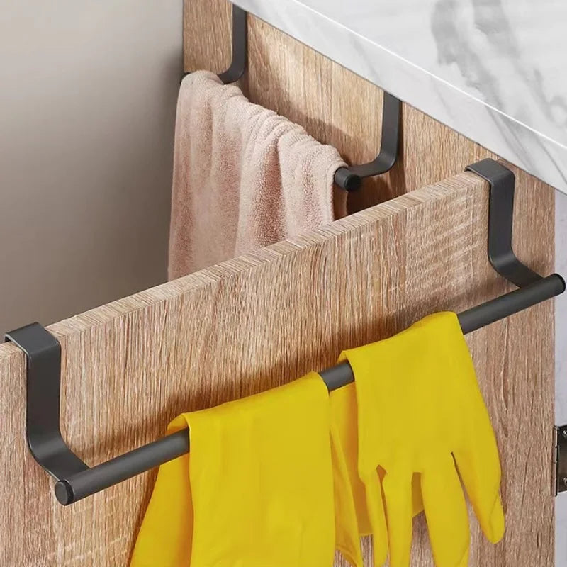 Stainless Steel Towel Rack Kitchen Cabinet Door Hanger Rag Holder Bathroom Bath Towel Storage Shelf Home Organizer