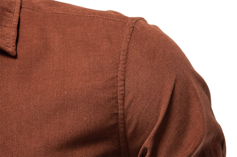 2025 Men's Corduroy 100% Cotton Solid Colour Autumn Winter Thickened Business Casual Long Sleeve Classic Male Shirt