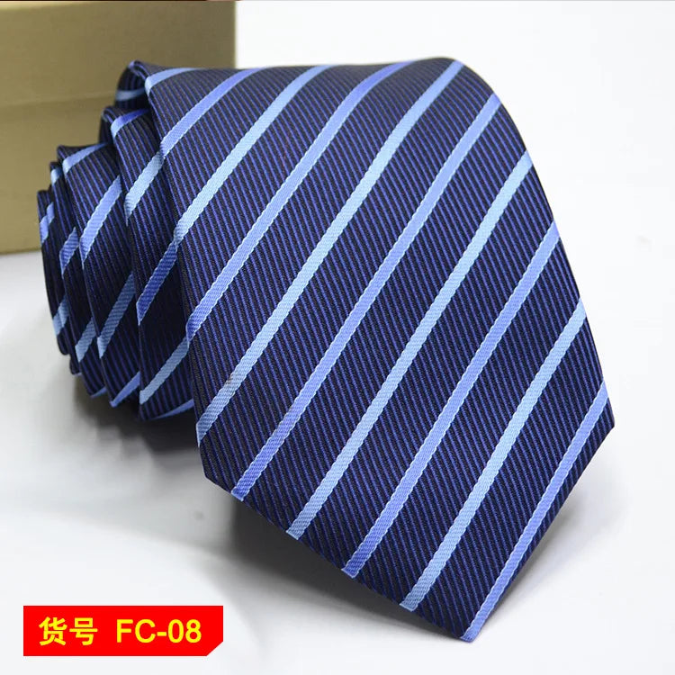 Men's Solid Color Stripe Floral Jacquard Necktie 7-8cm Width Fashionable Daily Wear Cravat for Wedding Party Gift