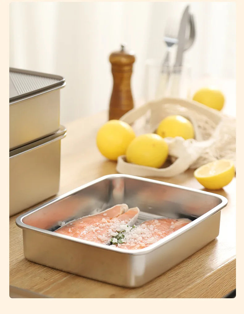 304 SS Airtight Leakproof Containers, BPA-Free - Fridge/Freezer/Microwave Safe, Stackable - Home/Kitchen Lunch Box Fruits/Meals