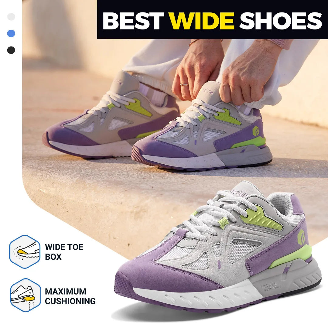 Women's Wide Width Walking Sneakers For Flat Foot, Plantar Fasciitis And Heel Pain Relieve - Lightweight Anti-Slip Shoes